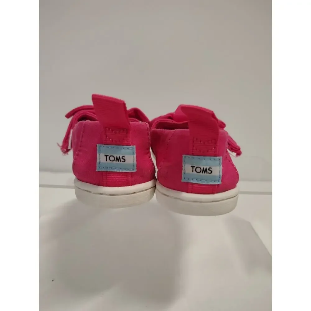 Toms Babies SZ 6 Tiny Alpargata Bow Slip On Shoes Raspberry Pink